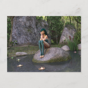 Hada en la postal de estanques encantados