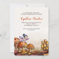 Hada en una invitación a hongos