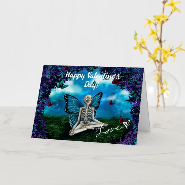 Hada Esqueleto - Tarjeta del Día de San Valentín (flor amarilla)