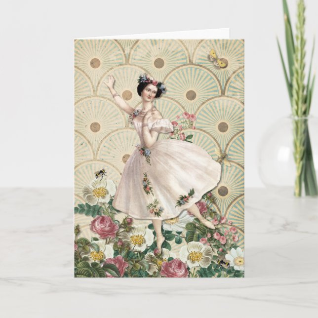 Hada floral de baile - nota en blanco del saludo (Anverso)