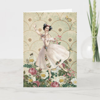 Hada floral de baile - nota en blanco del saludo