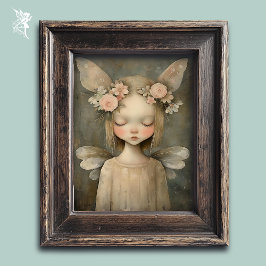 Hada floral soñadora en arte mural vintage pastel