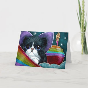 HADA GATO CON CUPCAKE DE CUMPLEAÑOS TARJETA PERSON
