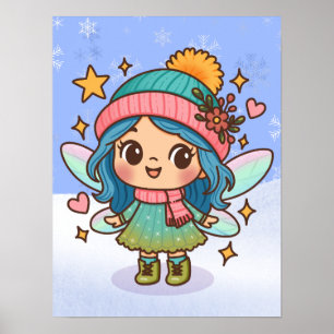 Hada Kawaii de Invierno con Arte de Fantasía en Pa
