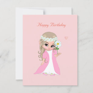 Hada linda con tarjeta de cumpleaños rosa claro