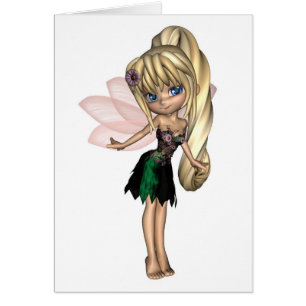 Hada linda de Toon en vestido verde y púrpura de