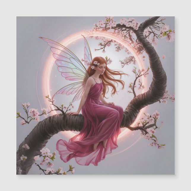Hada mágica entre flores de cerezo – Ilustración d (Anverso)