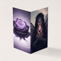 Hada mística con Rosa violeta | Tarjeta de agradec