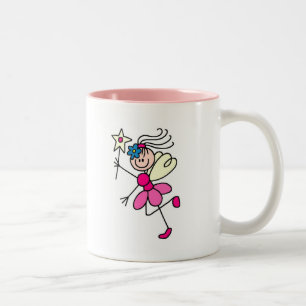Hada rosada del ángel con la taza de la vara