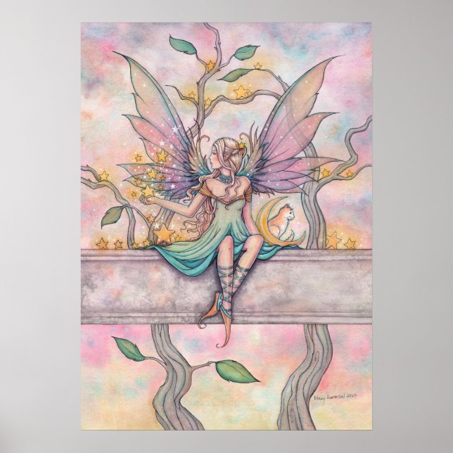 Hada sentada con estrellas con arte de atigrado na (Frente)