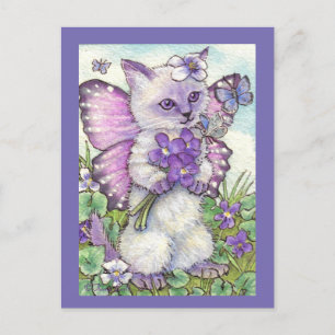 Hada Violeta Cute Tarjeta De Gatito Siamés