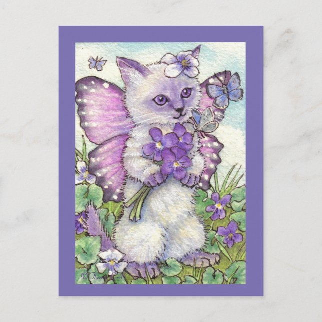 Hada Violeta Cute Tarjeta De Gatito Siamés (Anverso)