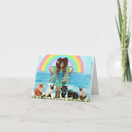 Hada y gatos toda la tarjeta de felicitación de la