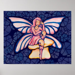 Hadas de hongos rosados acuarela arte Fe