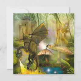 Hadas en hongos y dragones de fantasía