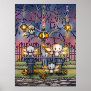 Hadas gatitas en una noche de otoño Arte