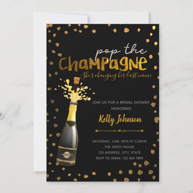 Haga estallar la invitación del fiesta del champán (Anverso)
