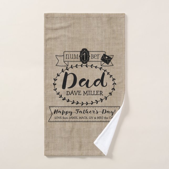 Haga su propio número del día de padre 1 monograma (Toalla de mano)