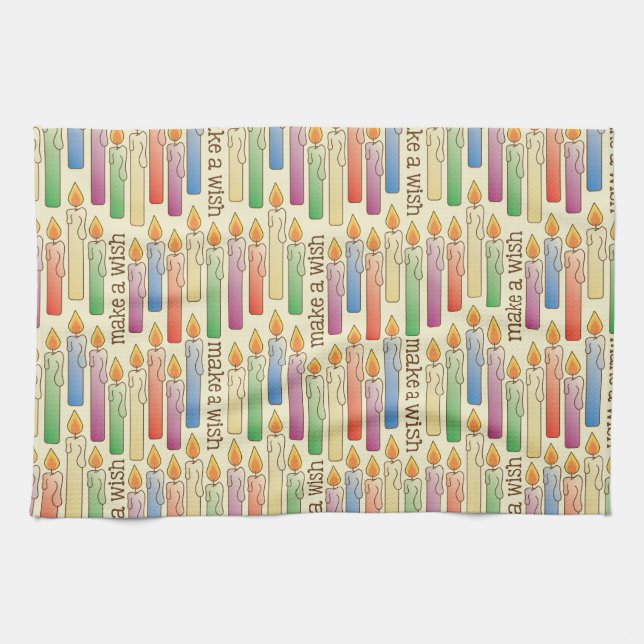 "Haga toalla de cocina de las velas del cumpleaños (Horizontal)