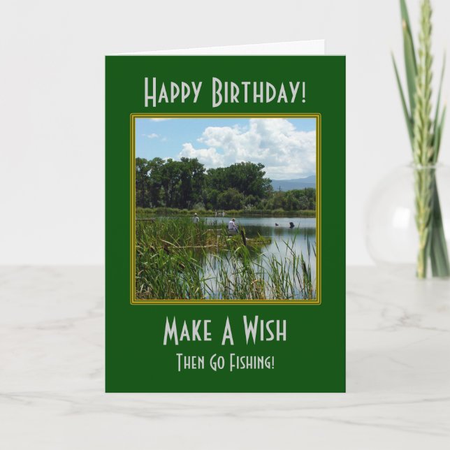 Haga un deseo que pesca la tarjeta de cumpleaños (Anverso)