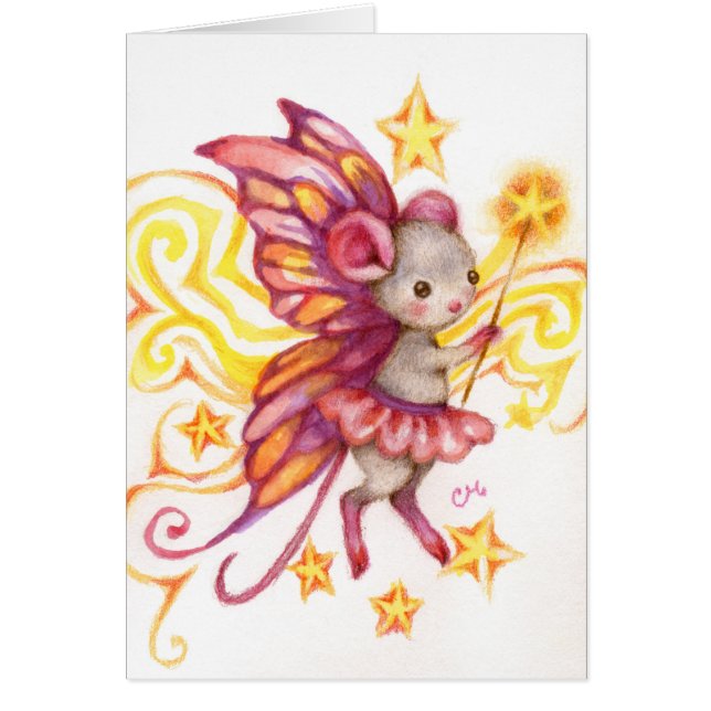 Haga un deseo - tarjeta del arte del ratón de la (Frente)