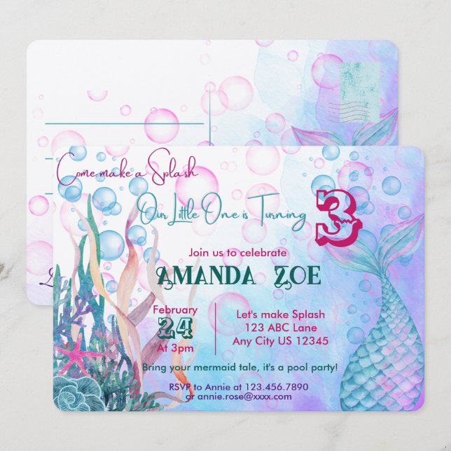Hagamos una Invitación de Sirena con Efecto de Sal (Anverso / Reverso)