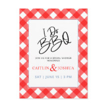 Hago BBQ Bridal Shower Red Plaid Party Invitación