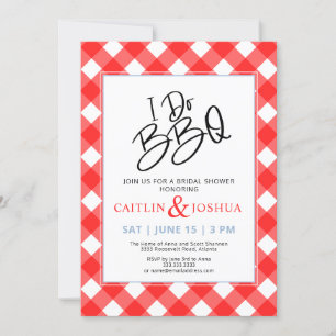 Hago BBQ Bridal Shower Red Plaid Party Invitación