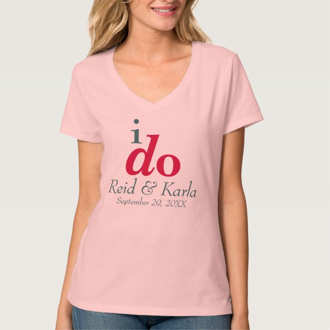 Hago Camiseta de Boda Personalizada V-Cuello (Anverso)