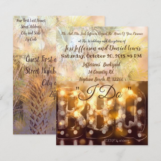 HAGO INVITACIÓN DE BODA DE BARBACOA (Anverso / Reverso)