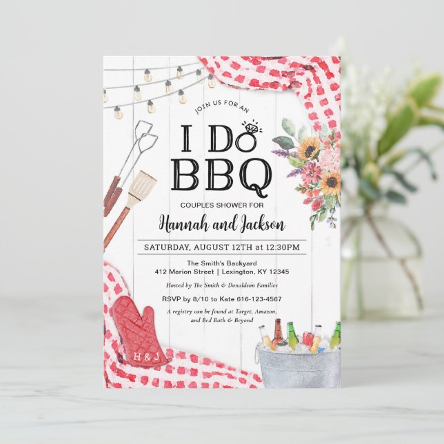 Hago Invitación de ducha de bodas de barbacoa (Anverso de pie)
