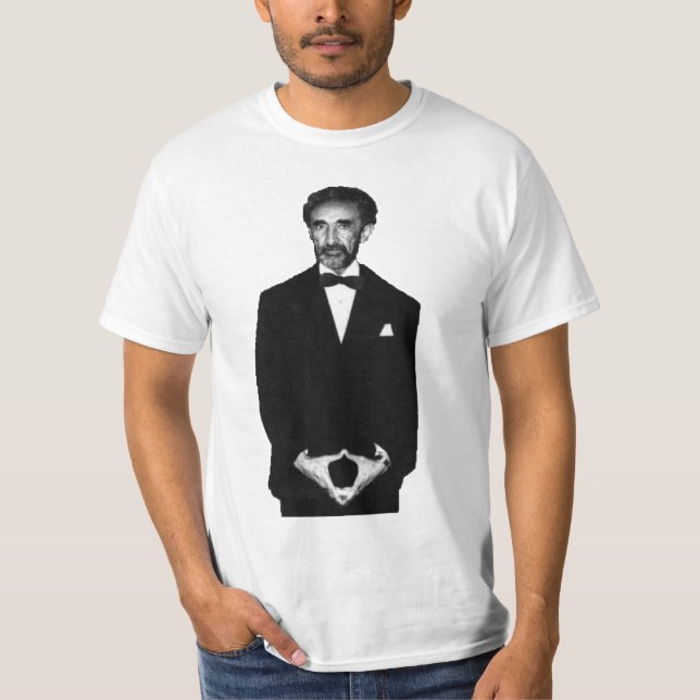 Haile camisa negra y blanca de Selassie de la foto (Anverso)