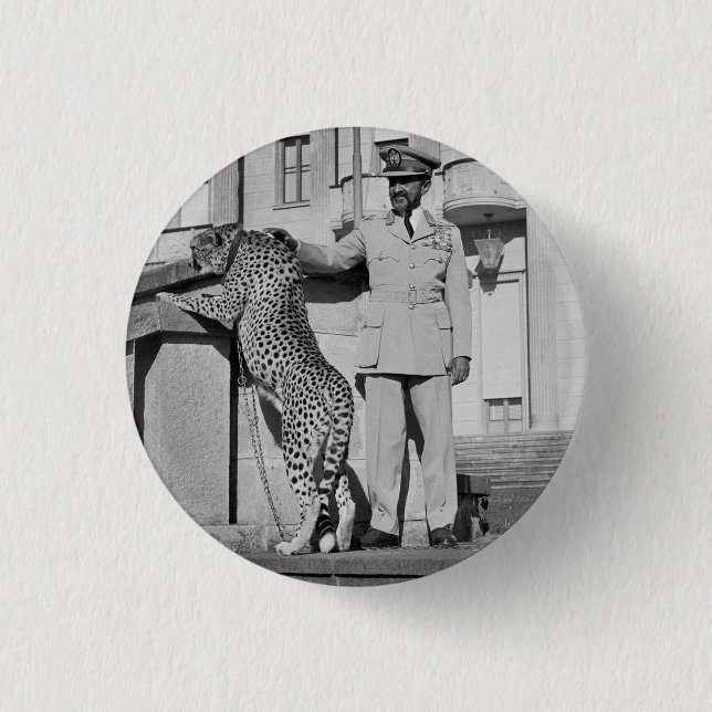 Haile Selassie - Jah - Mesías - Botón Rastafari (Anverso)