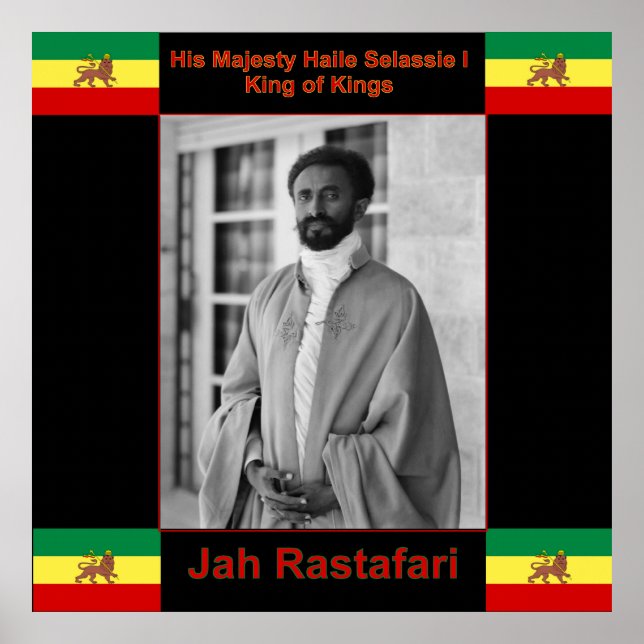 Haile Selassie Jah Rastafari Gran impresión en lie (Frente)