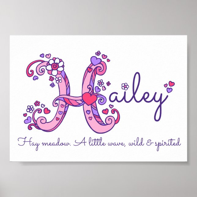Hailey inicial H doodle nombre de arte cardíaco si (Frente)