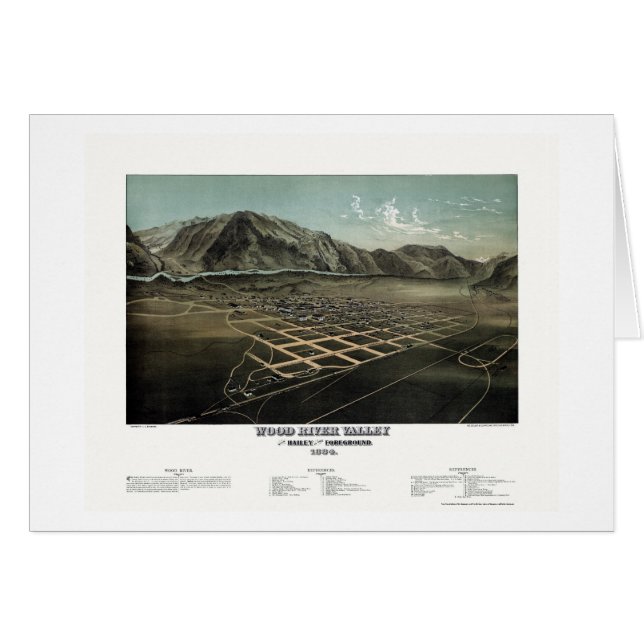 Hailey - río de madera, mapa panorámico de la (Anverso (Horizontal))