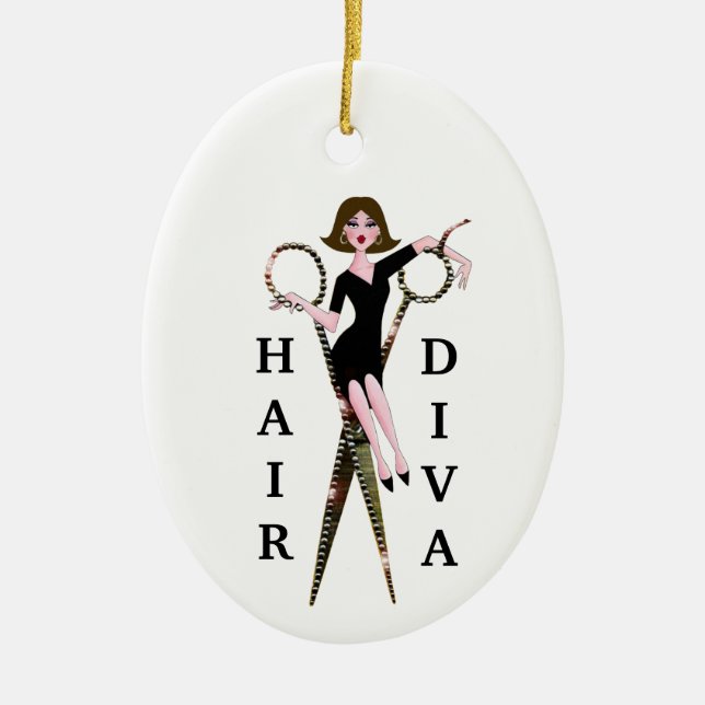 "Hair Diva" Ornamento cerámico (Frente)
