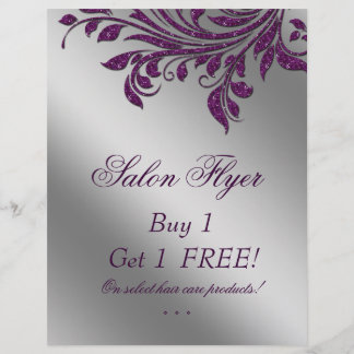 Hair Salon Flyer Sale Zebra Sparkle Purple Silver