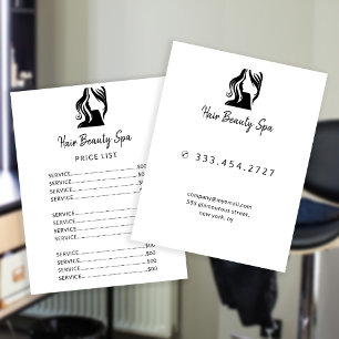 Hair salon logo simple menú de servicio en blanco