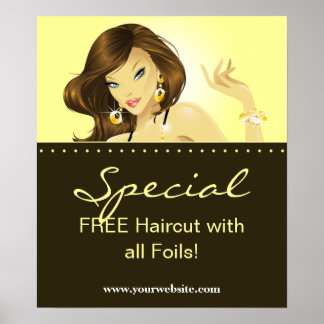 Hair Salon Posters Bonito Mujer Joyería Amarilla