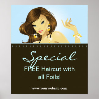 Hair Salon Posters Bonito Mujer Joyería Azul