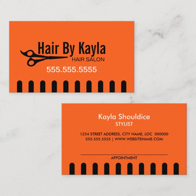 Hair Salon Stylist con Naranja de citas (Anverso / Reverso)