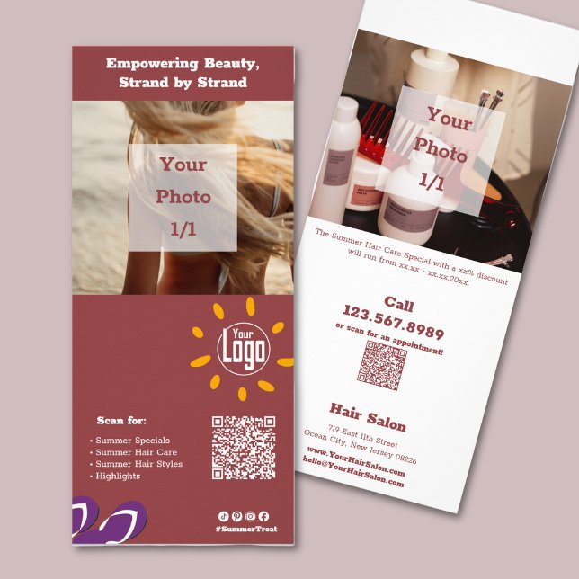 Hair Salon Summer Hair Care Promotion Tarjeta para (Hair Salon Summer Hair Care Promotion Rack Card)