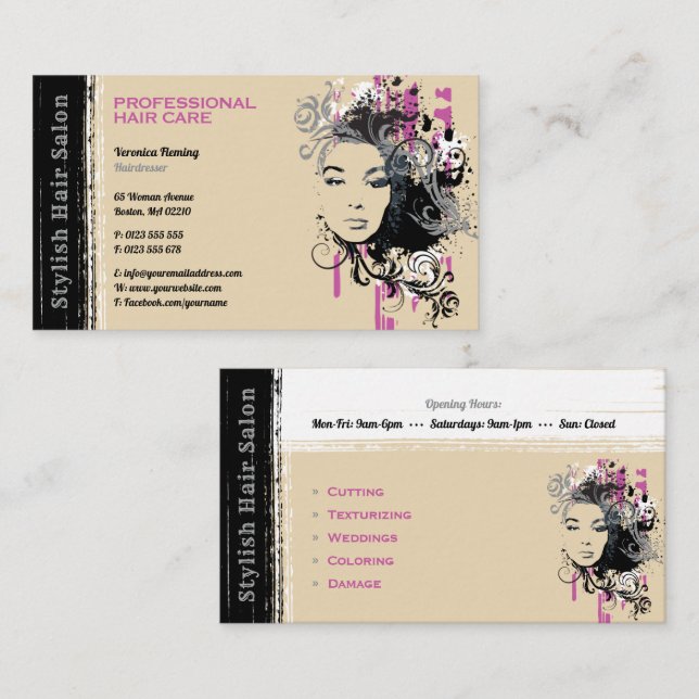 Hair Salon | Tarjeta profesional (Anverso / Reverso)