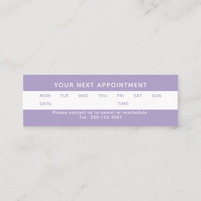 Hair Stylist Purple Mini tarjeta de cita (Reverso)