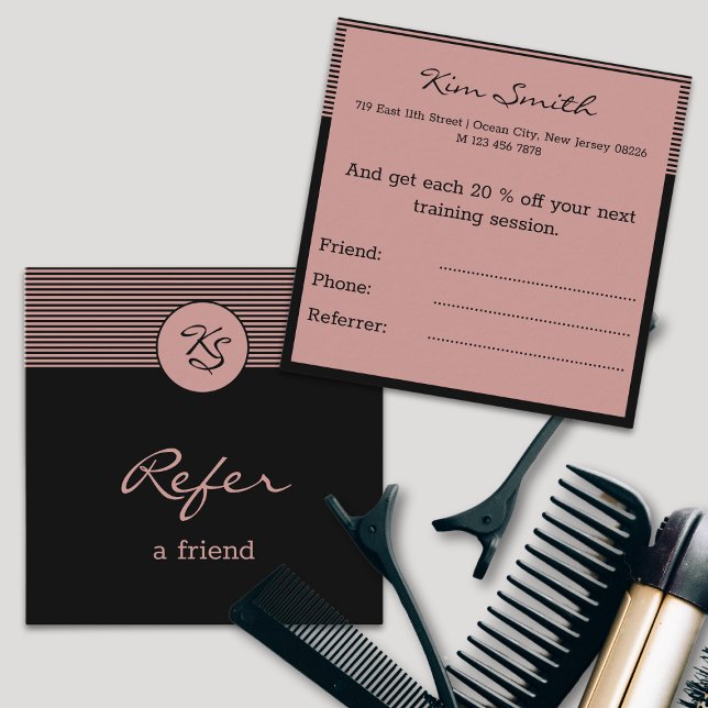 Hair Stylist Refiere Una Tarjeta De Referencia Cua (Hair Stylist Refer A Friend Square Referral Card)