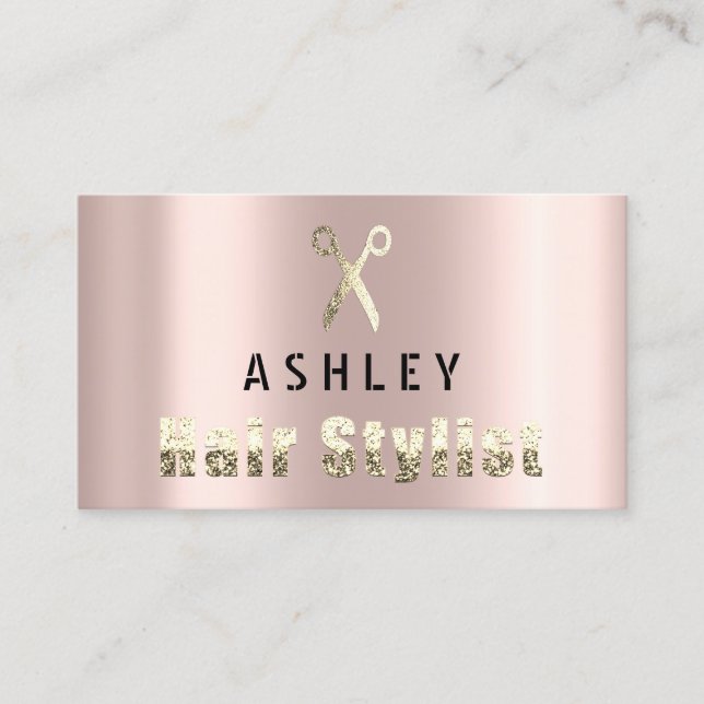 Hair Stylist Salon Black Pin Gold Tarjeta de cita (Anverso)