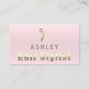 Hair Stylist Salon Rubor Gold Pin Tarjeta de cita