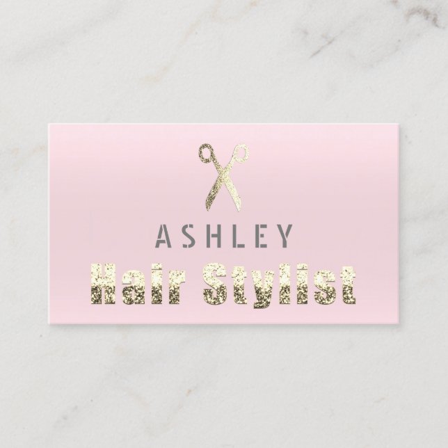 Hair Stylist Salon Rubor Gold Pin Tarjeta de cita (Anverso)