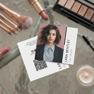 Hair stylist social media QR código tarjeta de pre